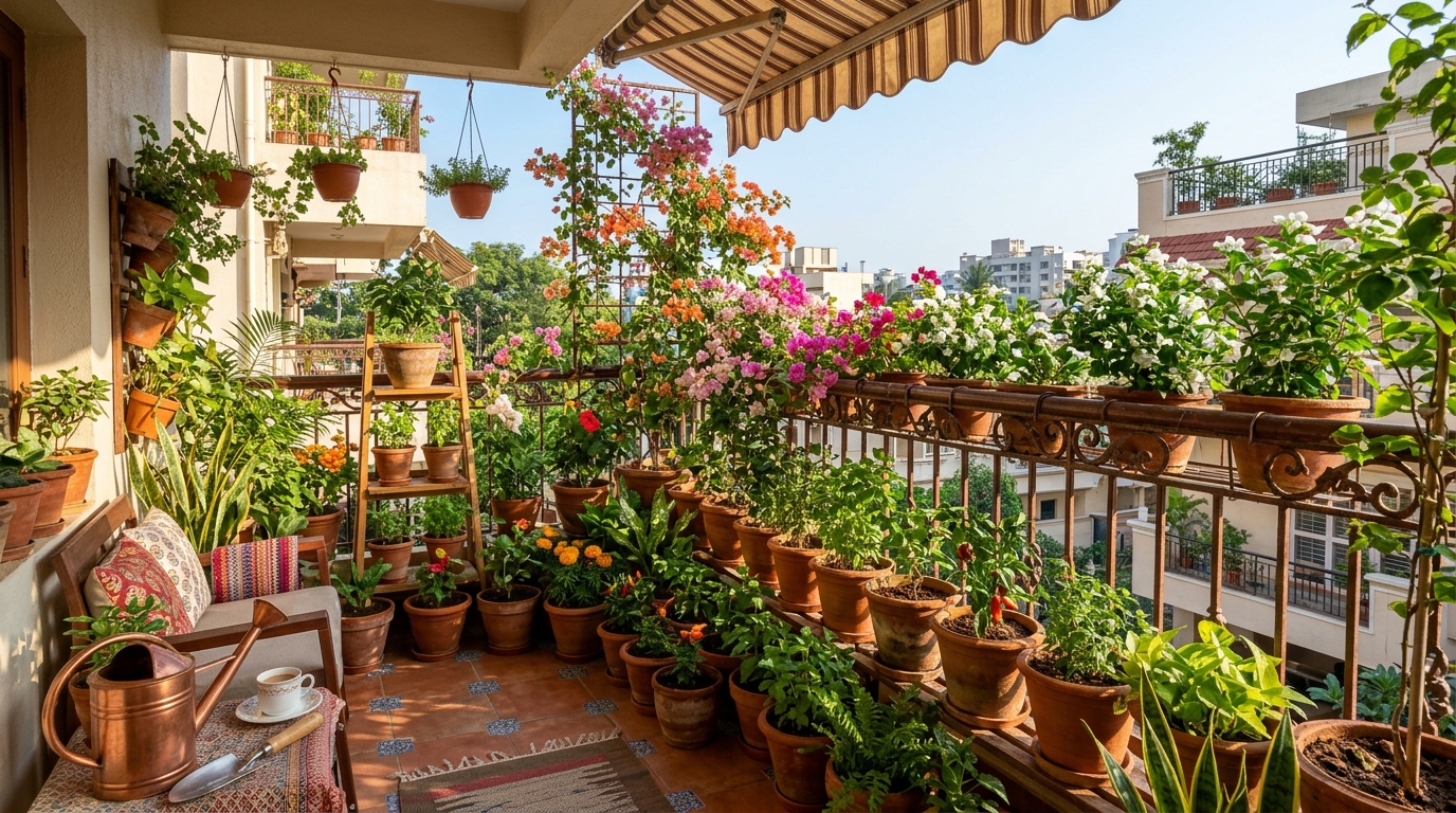 Balcony and Terrace Gardening for Beginners in India: Sunlight, Soil & Pots